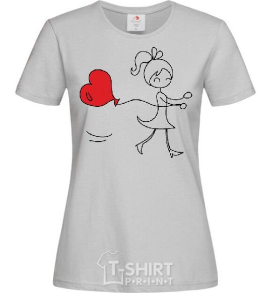 Women's T-shirt GIRL WITH BALLOON grey фото