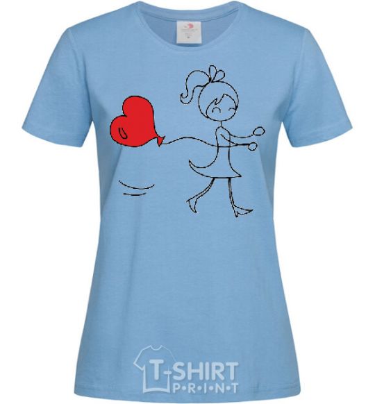 Women's T-shirt GIRL WITH BALLOON sky-blue фото