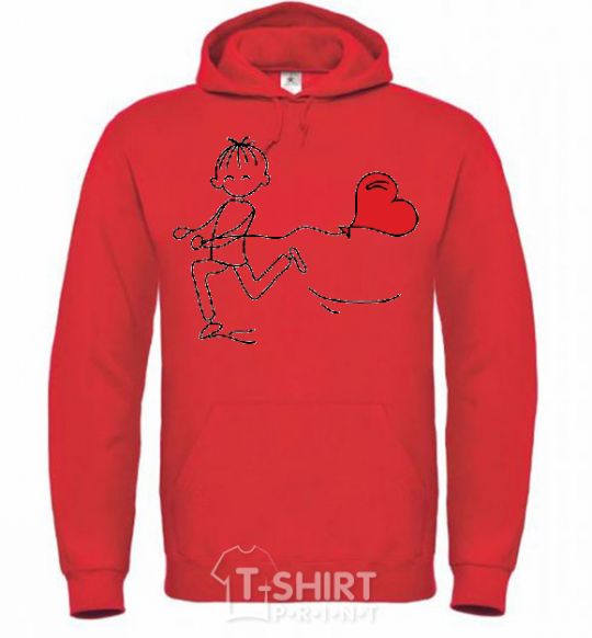 Men`s hoodie BOY WITH BALLOON bright-red фото