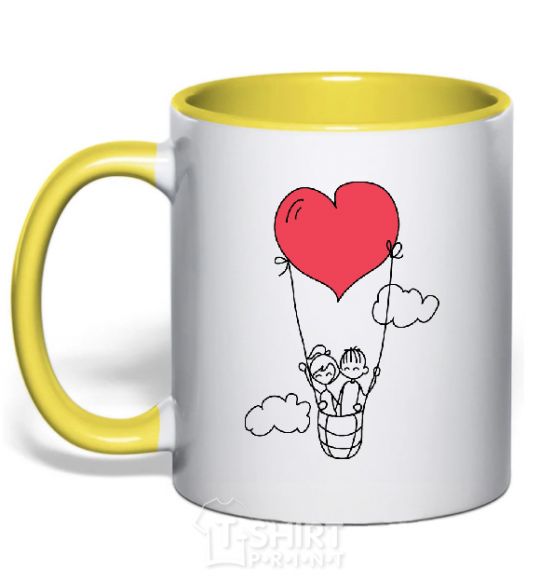 Mug with a colored handle LOVE STORY 3 yellow фото