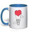 Mug with a colored handle LOVE STORY 3 royal-blue фото