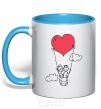 Mug with a colored handle LOVE STORY 3 sky-blue фото