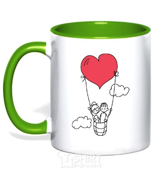 Mug with a colored handle LOVE STORY 3 kelly-green фото