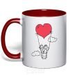 Mug with a colored handle LOVE STORY 3 red фото