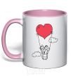 Mug with a colored handle LOVE STORY 3 light-pink фото