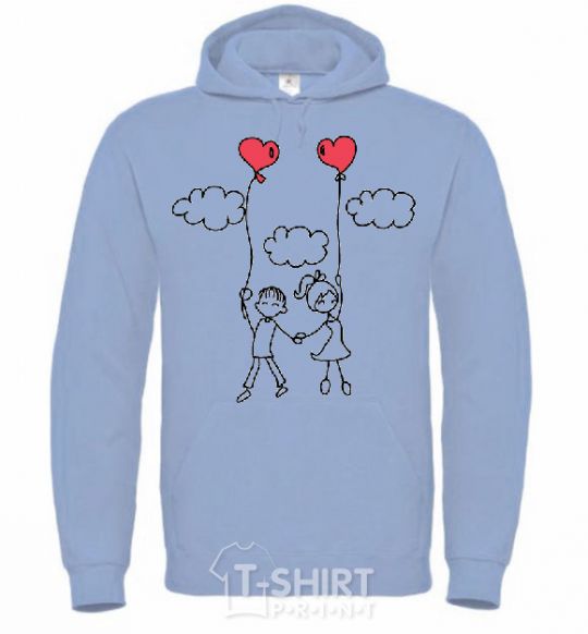 Men`s hoodie LOVE STORY 4 sky-blue фото