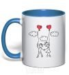 Mug with a colored handle LOVE STORY 4 royal-blue фото