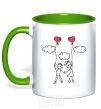 Mug with a colored handle LOVE STORY 4 kelly-green фото