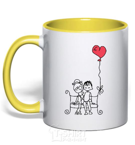 Mug with a colored handle LOVE STORY 5 yellow фото