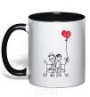 Mug with a colored handle LOVE STORY 5 black фото