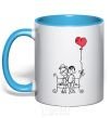 Mug with a colored handle LOVE STORY 5 sky-blue фото