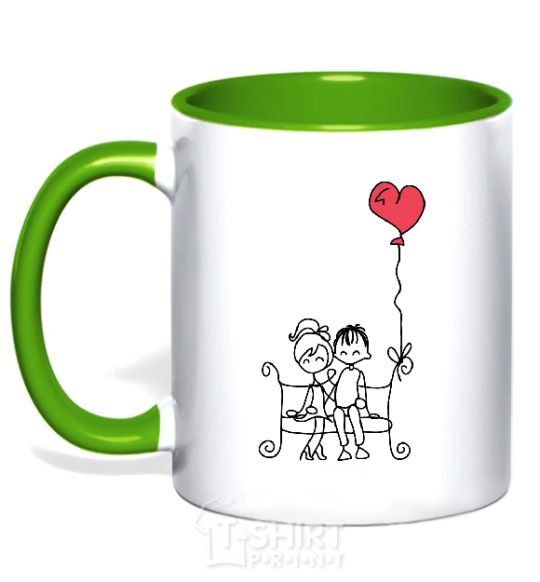 Mug with a colored handle LOVE STORY 5 kelly-green фото