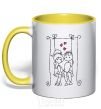Mug with a colored handle LOVE STORY 6 yellow фото
