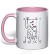 Mug with a colored handle LOVE STORY 6 light-pink фото