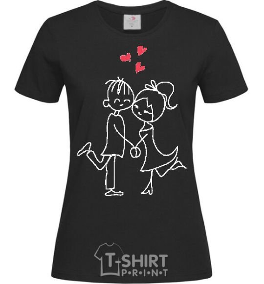 Women's T-shirt LOVE STORY Together black фото