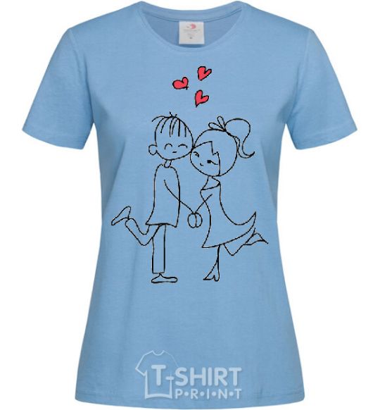 Women's T-shirt LOVE STORY Together sky-blue фото