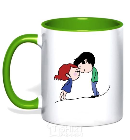 Mug with a colored handle BOTTOM kelly-green фото