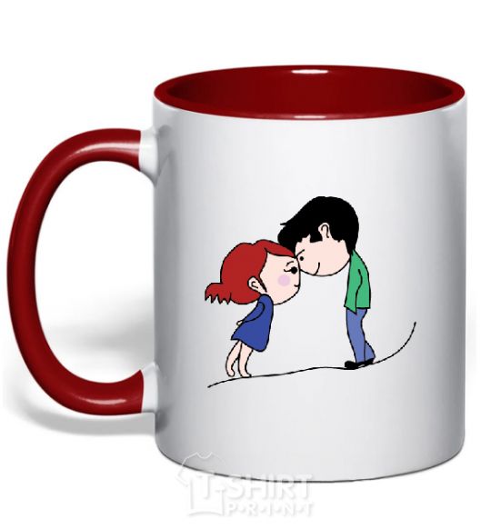Mug with a colored handle BOTTOM red фото