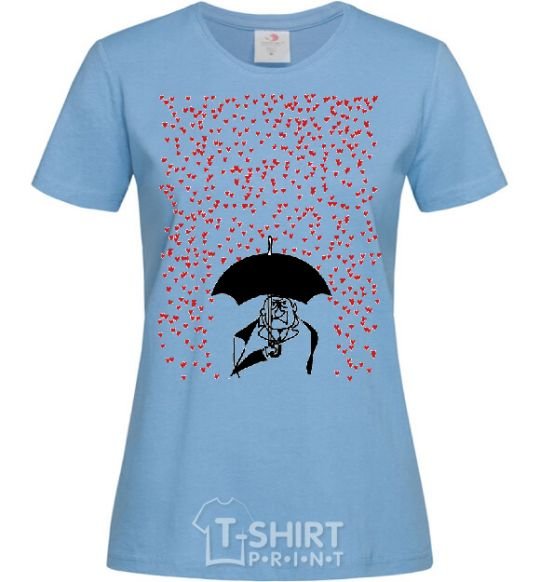 Women's T-shirt i HATE VALENTINE'S DAY sky-blue фото