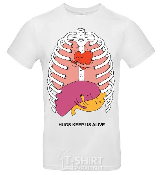 Men's T-Shirt HUGS KEEP US ALIVE White фото