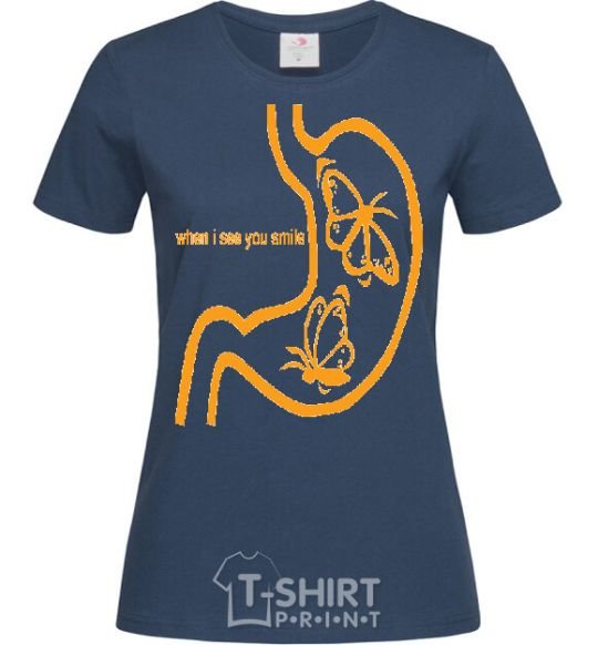 Women's T-shirt WHEN I SEE YOU SMILE navy-blue фото