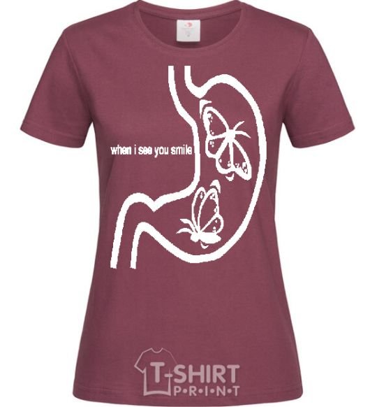 Women's T-shirt WHEN I SEE YOU SMILE burgundy фото