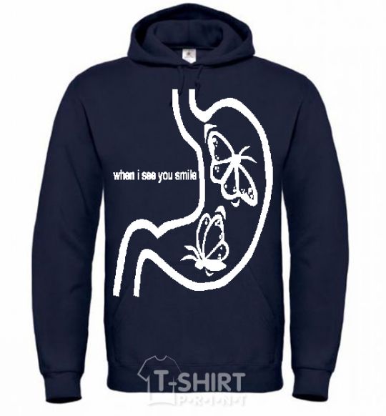 Men`s hoodie WHEN I SEE YOU SMILE navy-blue фото