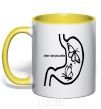 Mug with a colored handle WHEN I SEE YOU SMILE yellow фото