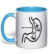 Mug with a colored handle WHEN I SEE YOU SMILE sky-blue фото