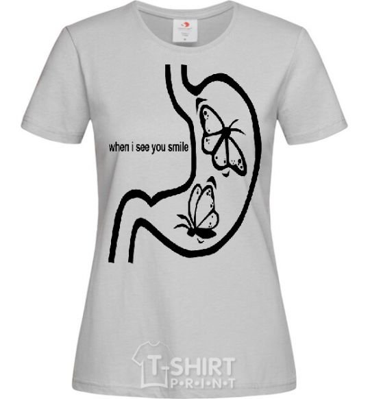 Women's T-shirt WHEN I SEE YOU SMILE grey фото