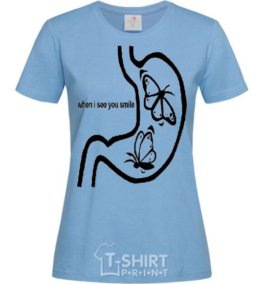 Women's T-shirt WHEN I SEE YOU SMILE sky-blue фото