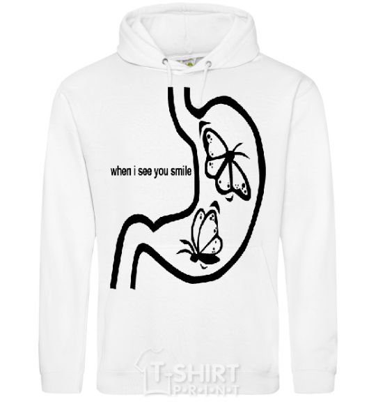 Men`s hoodie WHEN I SEE YOU SMILE White фото