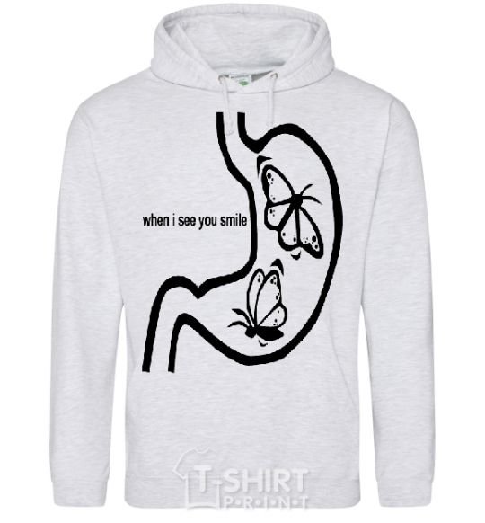 Men`s hoodie WHEN I SEE YOU SMILE sport-grey фото