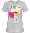 Women's T-shirt HEART BEAR GIRL grey фото