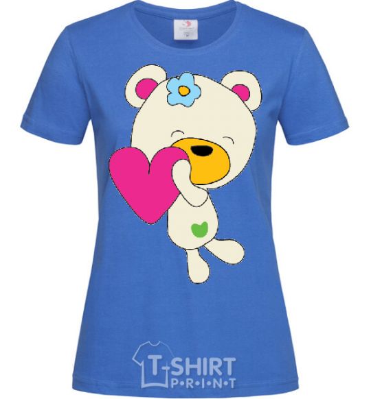 Women's T-shirt HEART BEAR GIRL royal-blue фото
