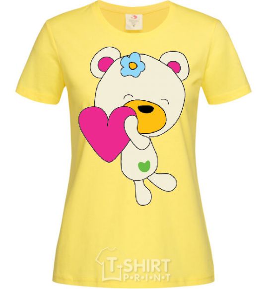 Women's T-shirt HEART BEAR GIRL cornsilk фото