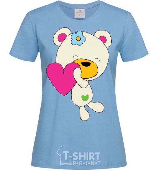 Women's T-shirt HEART BEAR GIRL sky-blue фото