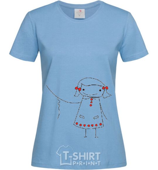 Women's T-shirt GIRL sky-blue фото