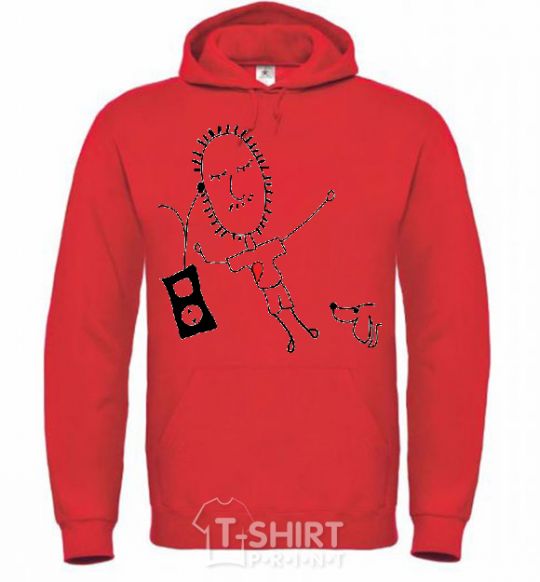 Men`s hoodie +MP3 bright-red фото