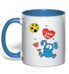 Mug with a colored handle HE LOVES YOU! royal-blue фото