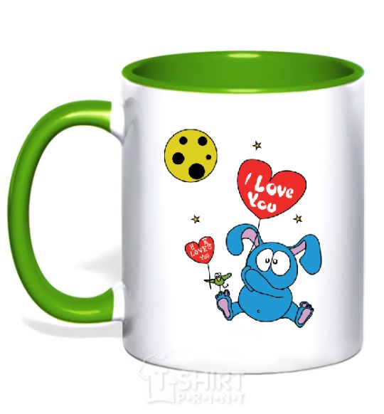 Mug with a colored handle HE LOVES YOU! kelly-green фото