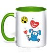 Mug with a colored handle HE LOVES YOU! kelly-green фото