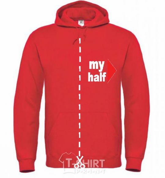 Men`s hoodie MY HALF BOY bright-red фото