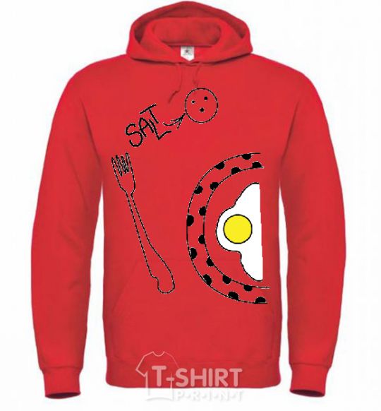 Men`s hoodie BREAKFAST FOR TWO FOR HIM bright-red фото