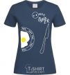 Women's T-shirt BREAKFAST FOR TWO FOR HER navy-blue фото