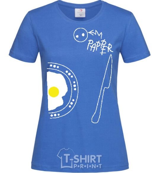 Women's T-shirt BREAKFAST FOR TWO FOR HER royal-blue фото