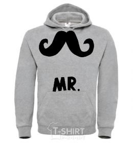 Men`s hoodie MR.MUSTACHE sport-grey фото