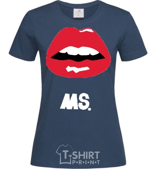 Women's T-shirt MS. RED LIPS navy-blue фото
