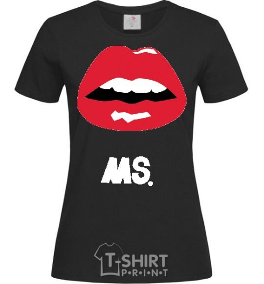 Women's T-shirt MS. RED LIPS black фото