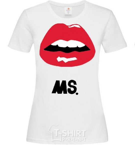 Women's T-shirt MS. RED LIPS White фото